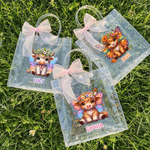 Personalizada Nacimiento Flor Mariposa Alas Lindo Highland Vaca Bolsa de Regalo con Nombre y Lazo Rosa Azul Cinta Uso Diario Regalo de Cumpleaños para Niñas Niños