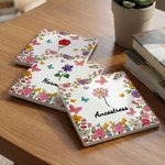 Personlig mångfärgad akvarell födelseblomma namn 11 oz 15 oz keramikmugg med underlägg daglig användning hemma på kontoret födelsedagspresent till henne