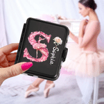 Personalized Birth Flower Ballet Dancer Hair Pin Case with Name and Initial Birthday Dance Competition Gift for Ballet Dancer Girl