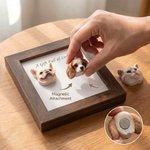 Personalized 3D Pet Head Portrait Sculpture Magnetic Wooden Frame Set with Text Desk Decor Birthday Keepsake Gift for Cat Dog Pet Lovers
