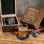 Personalised Our Dad Title Whiskey Glass 4 Stones Wooden Box Set with Name Birthday Father's Day Gift for Dad Grandad