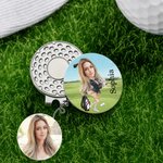 Gepersonaliseerde gezichtsfoto Cartoon Karakter Golfbal Marker Magnetische Hoed Clip met Naam Verjaardag Game Day Gift voor Golfspeler