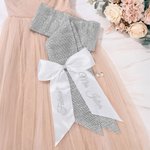 Personalised Luxury Satin Bow Faux Rhinestones Adjustable Sash with Glitter Text Bridal Shower Bachelorette Party Gift for Bride to Be