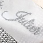 Personalised Luxury Satin Bow Faux Rhinestones Adjustable Sash with Glitter Text Bridal Shower Bachelorette Party Gift for Bride to Be