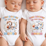 Personalized The Rookie of The Year Cute Basketball Animal 100% Cotton Baby Bodysuit with Name Birthday Baby Shower Gift for Newborns