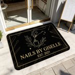 Personalised Gold Nail Art Butterfly Doormat with Text and Date Nail Studio Accessory Opening Gift for Nail Artist