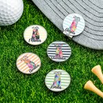 Marcador de Bolas Magnético Personalizado Acuarela a Rayas con Nombre para Palos de Golf Accesorios Deportivos Regalo para Amantes del Golf