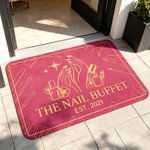 Personalised Gold Nail Art Butterfly Doormat with Text and Date Nail Studio Accessory Opening Gift for Nail Artist