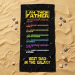 Personalized Best Dad In The Galaxy Lightsaber Oversized Quick Dry Beach Towel with Names Beach Party Birthday Father's Day Gift for Father Grandpa