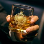 Personalised Gold Badge Wings Crown Initial 10 oz Rock Whiskey Glass with Name Father's Day Birthday Gift for Father Whiskey Lover