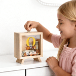 Personalised Initial Ball Pattern Wooden Clear Money Box Piggy Bank with Name Desk Decor Birthday Children's Day Gift for Kids