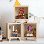 Personalised Initial Ball Pattern Wooden Clear Money Box Piggy Bank with Name Desk Decor Birthday Children's Day Gift for Kids