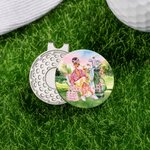 Personalisierte Cartoon Golf Frau Golf Ball Marker Magnetische Hut Clip mit Namen Geburtstag Weihnachten Geschenk für Golfliebhaber