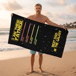 Personalized Best Dad In The Galaxy Lightsaber Oversized Quick Dry Beach Towel with Names Beach Party Birthday Father's Day Gift for Father Grandpa