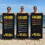 Personalized Best Dad In The Galaxy Lightsaber Oversized Quick Dry Beach Towel with Names Beach Party Birthday Father's Day Gift for Father Grandpa
