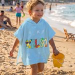 Personalised Summer Theme Doodle Name Quick Dry Hooded Beach Towel with Name Beach Pool Party Birthday Gift for Kids Family