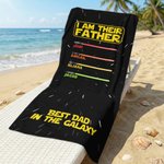 Personalized Best Dad In The Galaxy Lightsaber Oversized Quick Dry Beach Towel with Names Beach Party Birthday Father's Day Gift for Father Grandpa