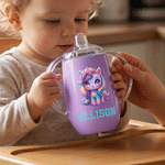 Personlig søt regnbuedyr 10 oz termisk isolert Sippy Cup med navn Bursdag barnedag gave til barn