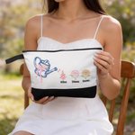Personalized Embroidered Bow Watering Can Birth Flower Makeup Bag with Name Anniversary Thanksgiving Day Birthday Gift for Mom Woman