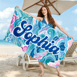 Toalla de Playa Personalizada con Nombre Floral Suave de Secado Rápido Fiesta en la Playa Regalo de Viaje en Verano para Mujer Niña