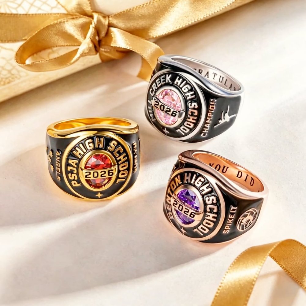 Personalised Birthstone Zodiac Graduation Signet Ring with Engraved Name and Text Graduation Keepsake Gift for High School University Graduates 3
