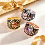 Anillo de sello de graduación personalizado con piedra de nacimiento y zodiaco nombre y texto grabados regalo de recuerdo para graduados