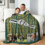 Personalized Parent-Child Fist Bump Photo Soft Throw Blanket with Name Room Decor Father's Day Birthday Gift for Father Grandfather