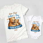Personalized Our First Father's Day Animal Dad Baby T-shirt Baby Bodysuit Matching Outfit with Name and Year Father's Day Gift for New Dad