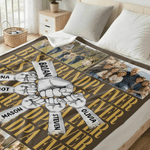 Personalized Parent-Child Fist Bump Photo Soft Throw Blanket with Name Room Decor Father's Day Birthday Gift for Father Grandfather