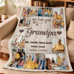 Personalized 10 Family Photos Soft Throw Blanket with 1-8 Names and Text Home Decor Birthday Father's Day Gift for Dad Grandpa