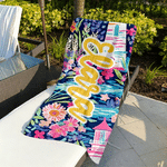 Toalla de Playa Personalizada con Nombre Floral Suave de Secado Rápido Fiesta en la Playa Regalo de Viaje en Verano para Mujer Niña