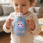 Personlig søt regnbuedyr 10 oz termisk isolert Sippy Cup med navn Bursdag barnedag gave til barn