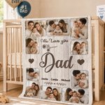 Personalized 10 Family Photos Soft Throw Blanket with 1-8 Names and Text Home Decor Birthday Father's Day Gift for Dad Grandpa