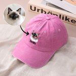 Personalised Embroidered 1-2 Pet Face Photos 100% Cotton Baseball Cap with Name Daily Use Birthday Holiday Gift for Dog Dad Mom Pet Lover