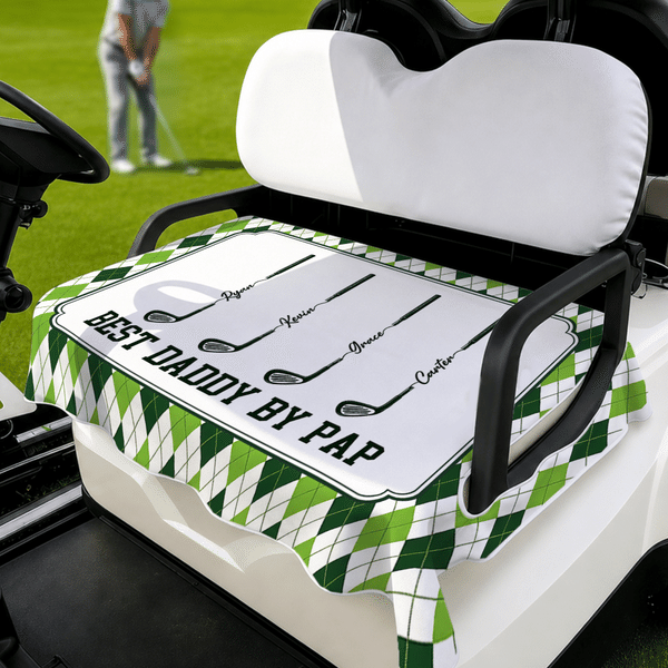 Personalised Golf Club Golf Cart Seat Cover with 1-10 Names and Title Golf Course Accessories Father's Day Birthday Gift for Father Golf Lover