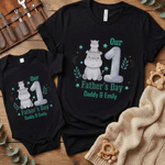 Gepersonaliseerd Onze 1e Vaderdag Animal Dad Baby T-shirt Baby rompertje bijpassende outfit met naam Vaderdagcadeau voor nieuwe vader