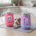 Personlig søt regnbuedyr 10 oz termisk isolert Sippy Cup med navn Bursdag barnedag gave til barn