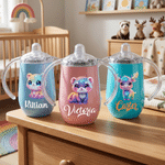 Personlig søt regnbuedyr 10 oz termisk isolert Sippy Cup med navn Bursdag barnedag gave til barn