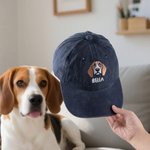 Personalised Embroidered 1-2 Pet Face Photos 100% Cotton Baseball Cap with Name Daily Use Birthday Holiday Gift for Dog Dad Mom Pet Lover