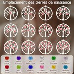 Collier en forme d'arbre de vie personnalisé avec pierres de naissance 1 à 12 au choix - Cadeau d'anniversaire et fête des Mères pour  femmes