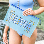 Personalised Multicolor Name Heart Daisy PVC Beach Pool Bag Swimming Pool Use Birthday Gift for Girls Women Friends