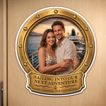 Personalized Cruise Porthole Photo Fridge Magnet with Text Home Decor Summer Travel Beach Party Birthday Gift for Couple