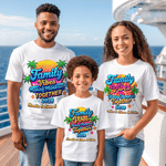 Personalised Family Vibes Multicolor Graphic 100% Cotton T-shirt with Name and Year Summer Holiday Parent-Child Beach Trip Gift for Family