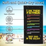 Personalized Best Dad In The Galaxy Lightsaber Oversized Quick Dry Beach Towel with Names Beach Party Birthday Father's Day Gift for Father Grandpa
