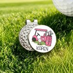 Gepersonaliseerde Magnetische Golf Hoedclip Golfbalmarker met Golfkarontwerp en Naam Cadeau voor Verjaardag en Wedstrijddag voor Golfers