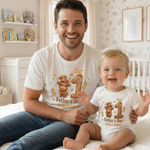 Gepersonaliseerd Onze 1e Vaderdag Animal Dad Baby T-shirt Baby rompertje bijpassende outfit met naam Vaderdagcadeau voor nieuwe vader