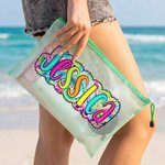 Personalized Fashionable Paisley Letter PVC Beach Bag with Name Daily Use Birthday Gift for Friends Family