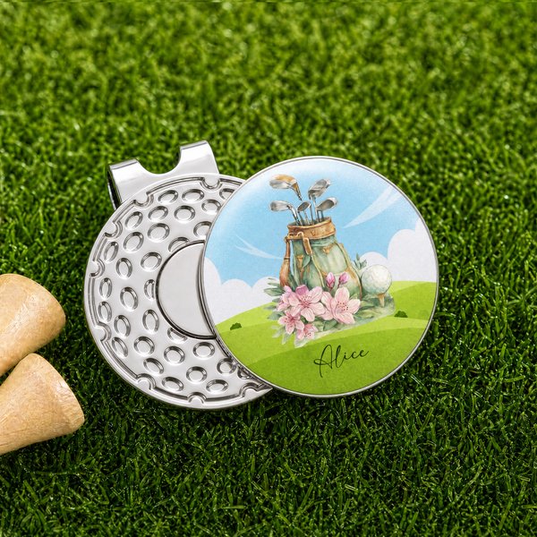 Gepersonaliseerde Geboorte Bloem Golfbal Marker Magnetische Hoed Clip met Naam Verjaardag Game Day Gift voor Golfspelers Lovers