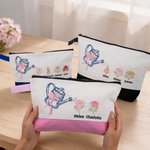 Personalized Embroidered Bow Watering Can Birth Flower Makeup Bag with Name Anniversary Thanksgiving Day Birthday Gift for Mom Woman
