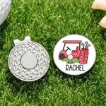 Gepersonaliseerde Magnetische Golf Hoedclip Golfbalmarker met Golfkarontwerp en Naam Cadeau voor Verjaardag en Wedstrijddag voor Golfers